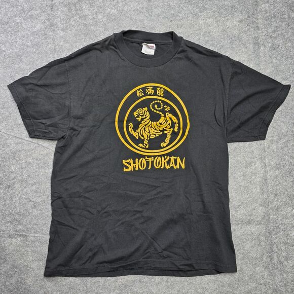 Vintage Shotokan Shirt Mens Large Black Karate Tiger‎ Graphic Hanes 50/50 90s